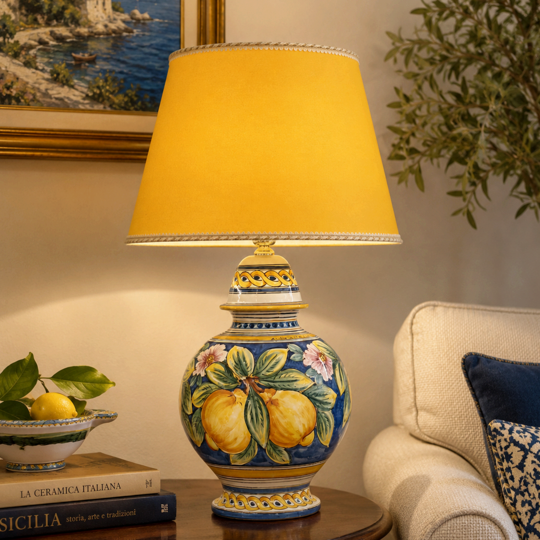 decorated sicilian ceramic table lamp