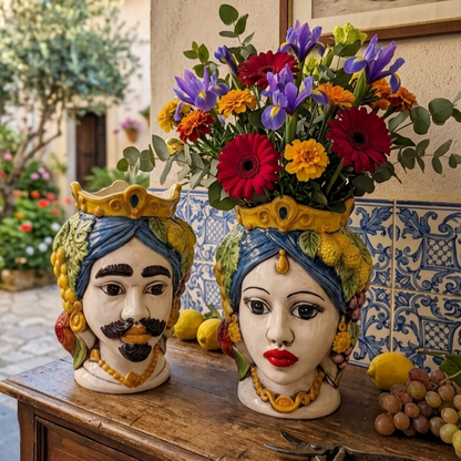 sicilian ceramic heads from caltagirone