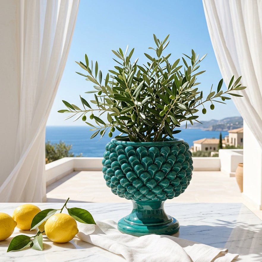 majolica pine cone planter