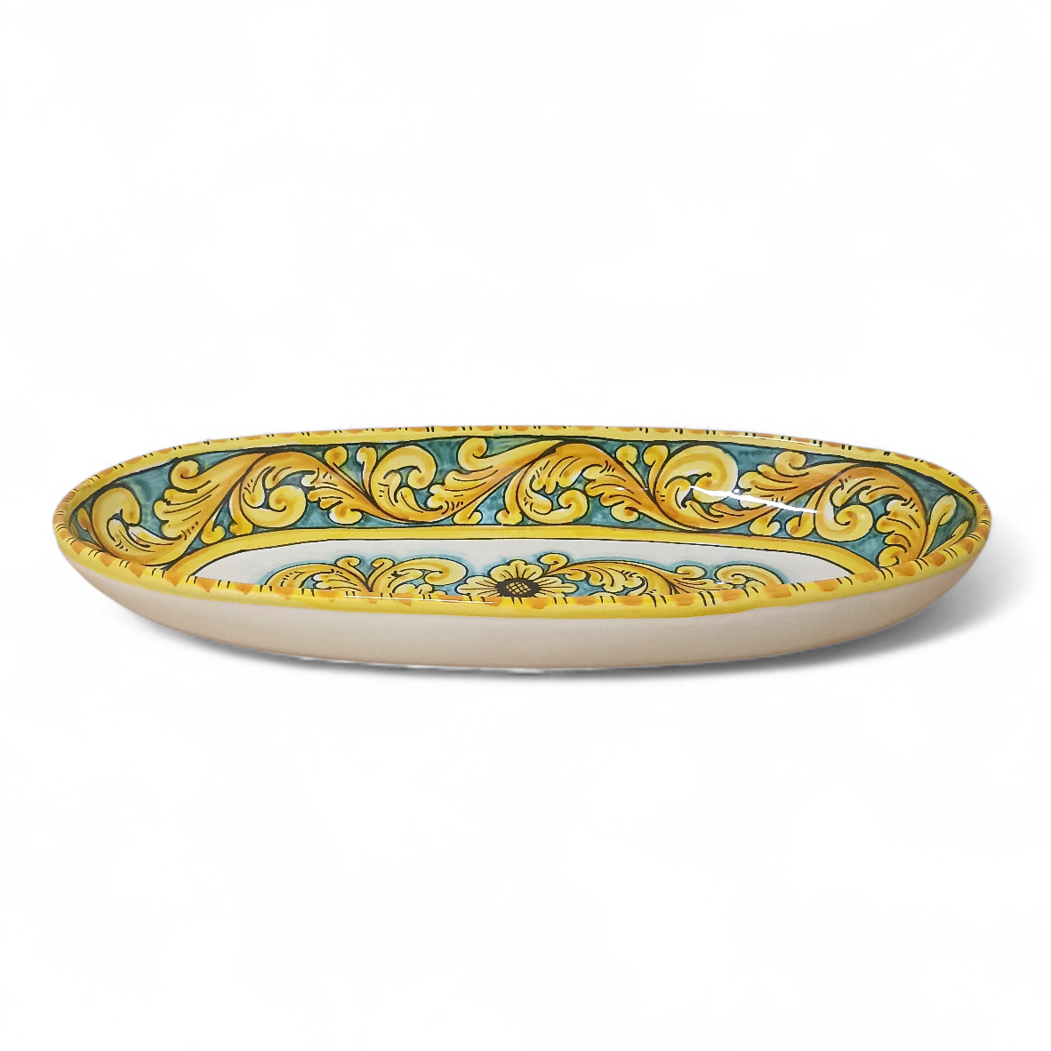 decorated ceramic fruit bowl
