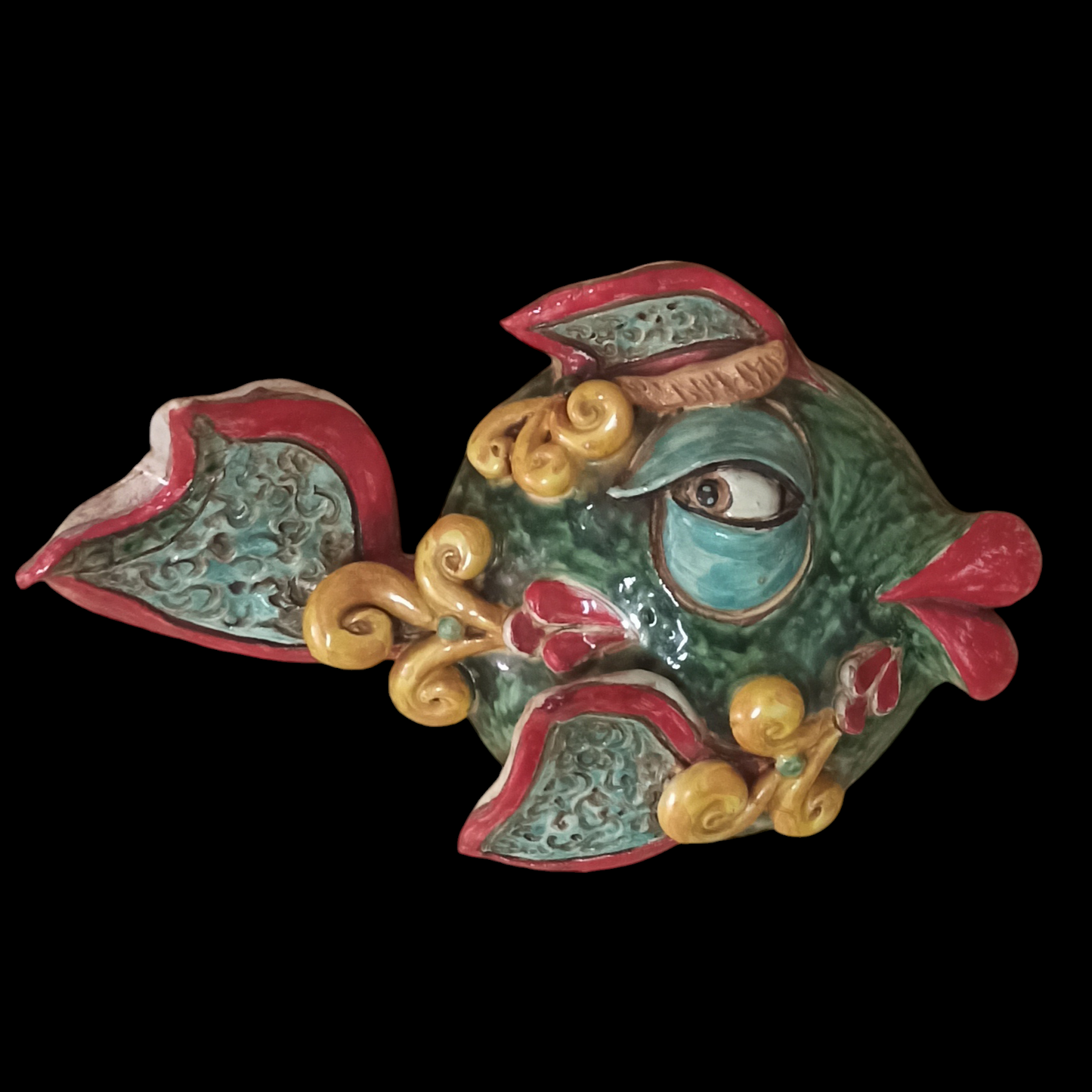 Pesce Ornamentale da Parete in Ceramica Siciliana di Caltagirone