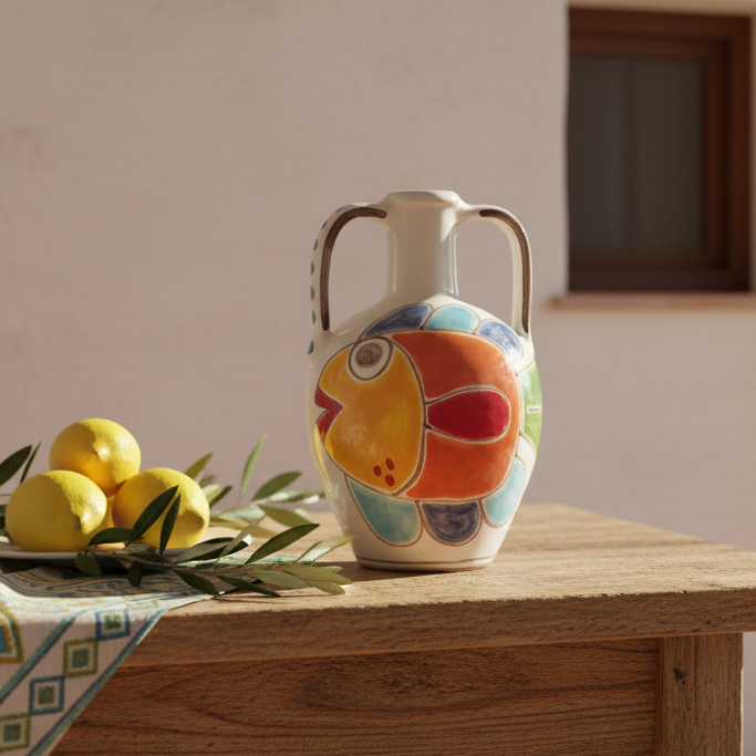 Something Different CO_17822 - Caraffa in ceramica, motivo conchiglia, 17 cm, altezza 18 cm x larghezza 17 cm x profondità 12 cm, confezione da 1, bianco e blu Something Different CO_17822 - Caraffa in ceramica, motivo conchiglia, 17 cm, altezza 18 cm x larghezza 17 cm x profondità 12 cm, confezione da 1, bianco e blu
