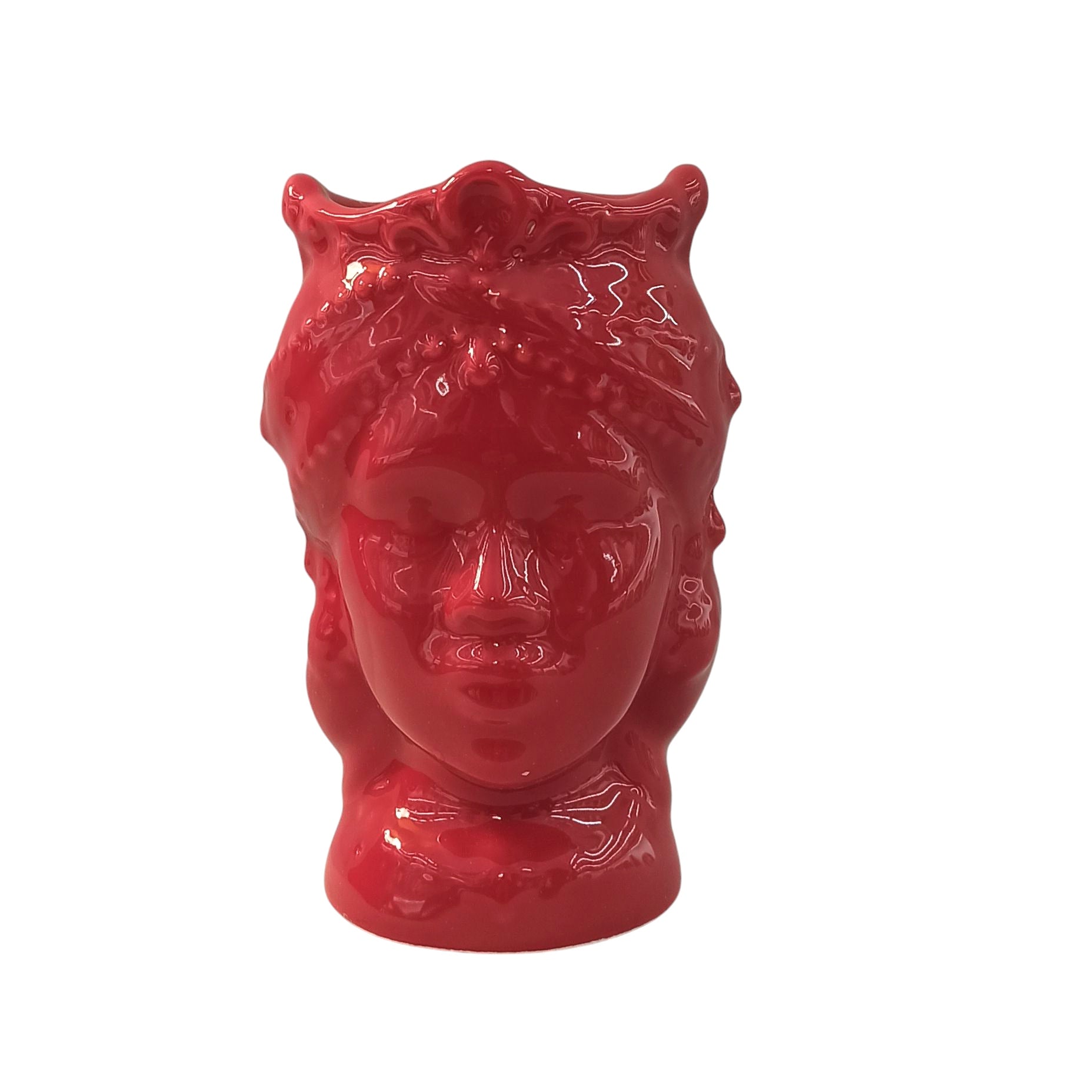 teste di moro rosse moderne in ceramica di Caltagirone