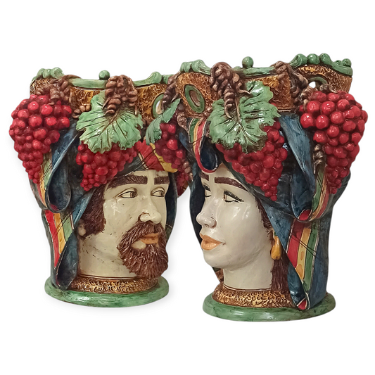 Teste di Moro Artigianali in Ceramica Siciliana di Caltagirone