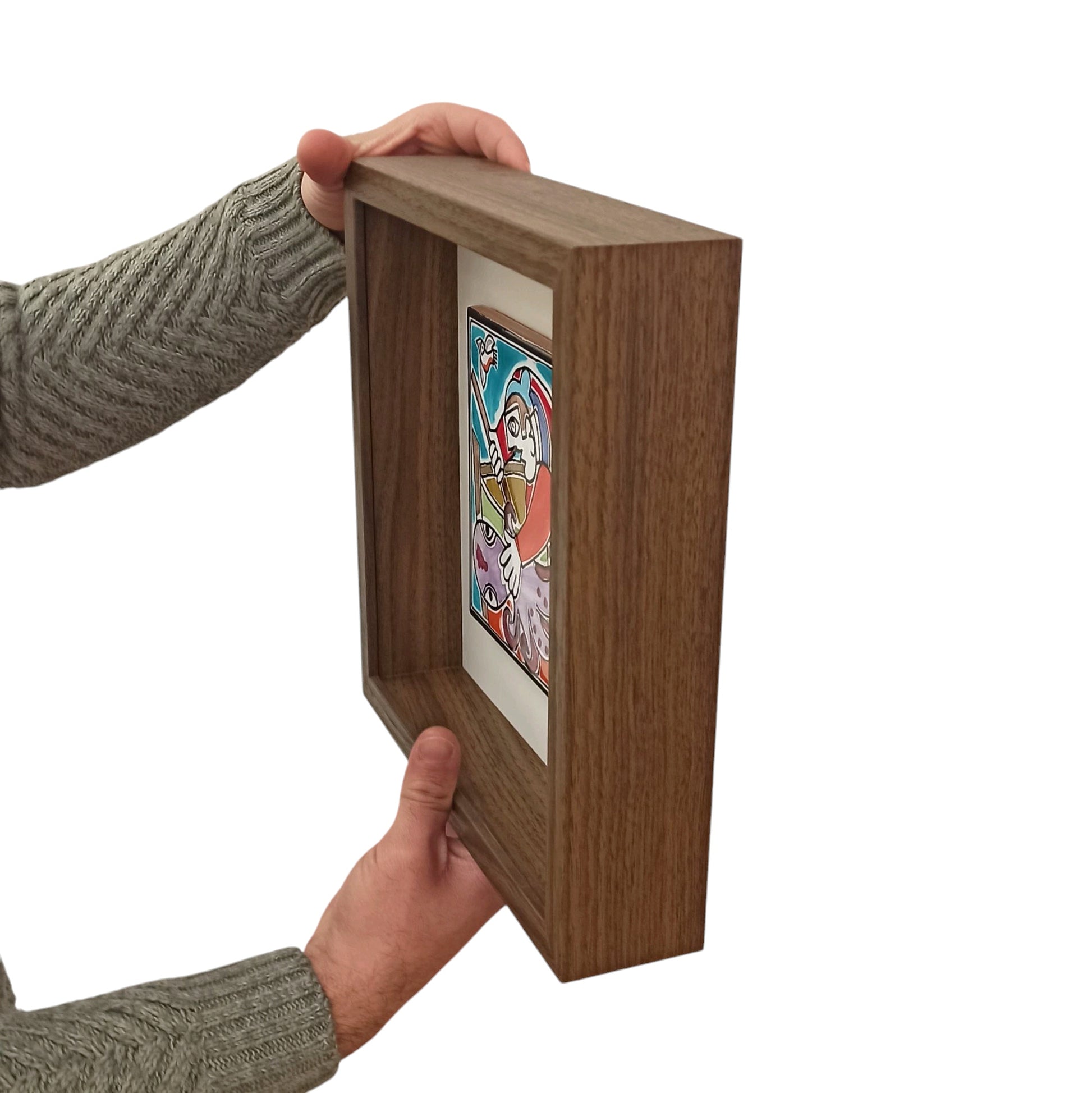 quadro in legno con piastrella in ceramica di sicilia