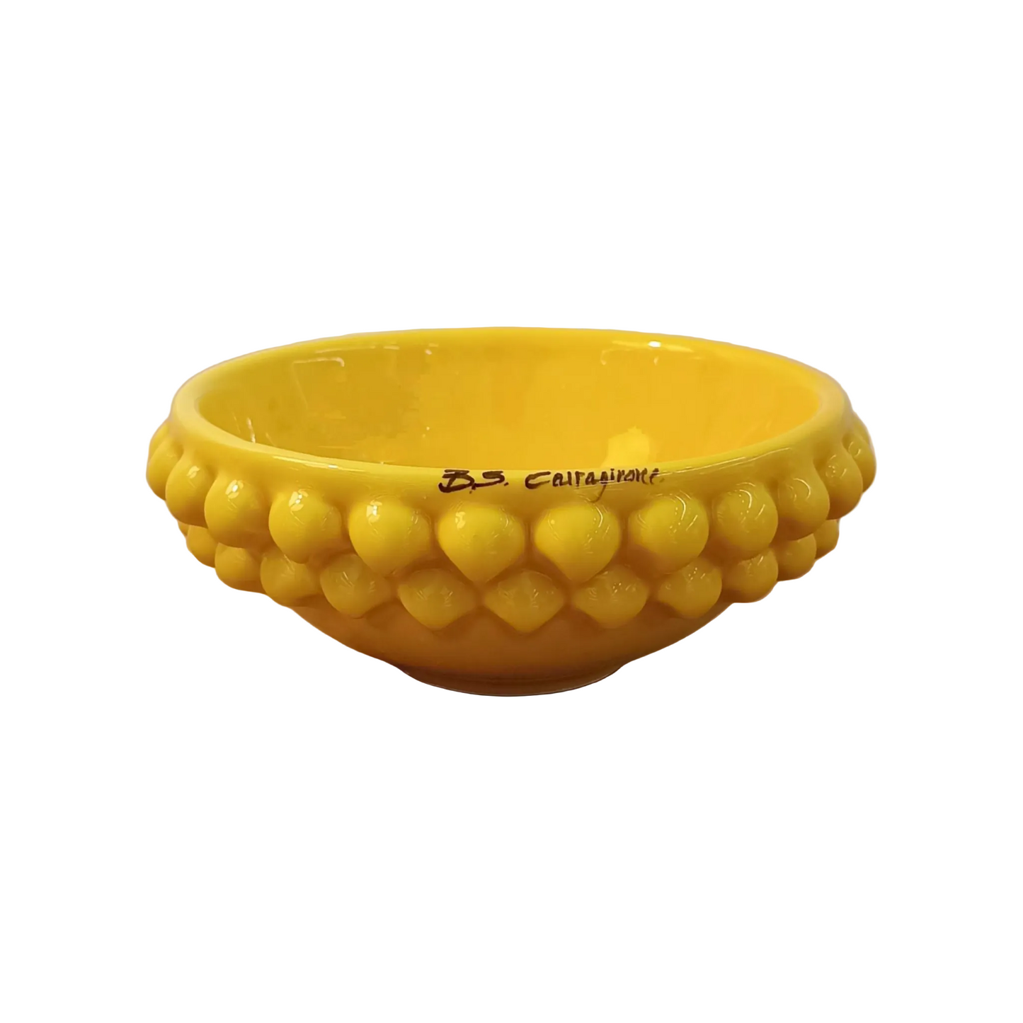 Yellow Pine Cone Bowl in Sicilian Ceramic from Caltagirone