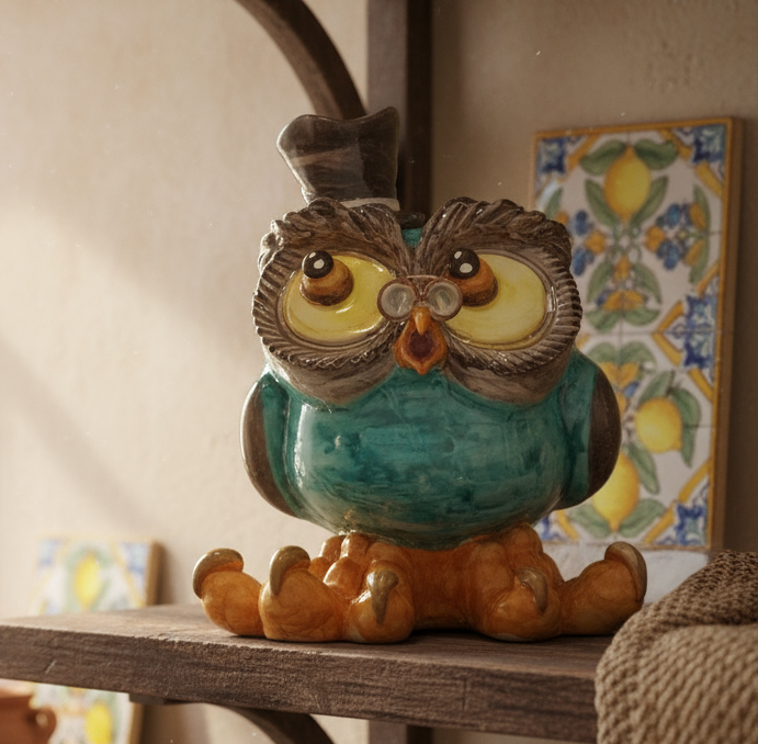 Civetta in ceramica Siciliana di Caltagirone 