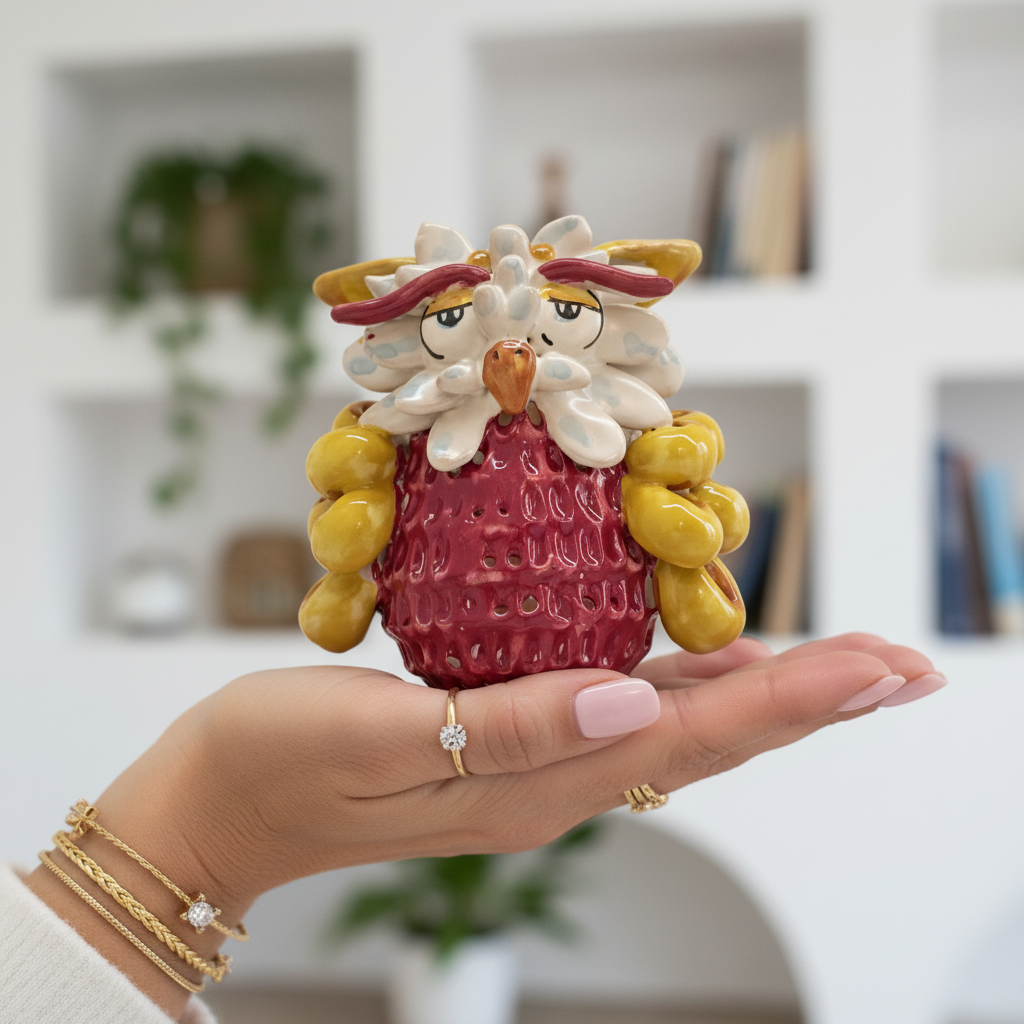 Sicilian Ceramic Owl from Caltagirone - Various Decorations