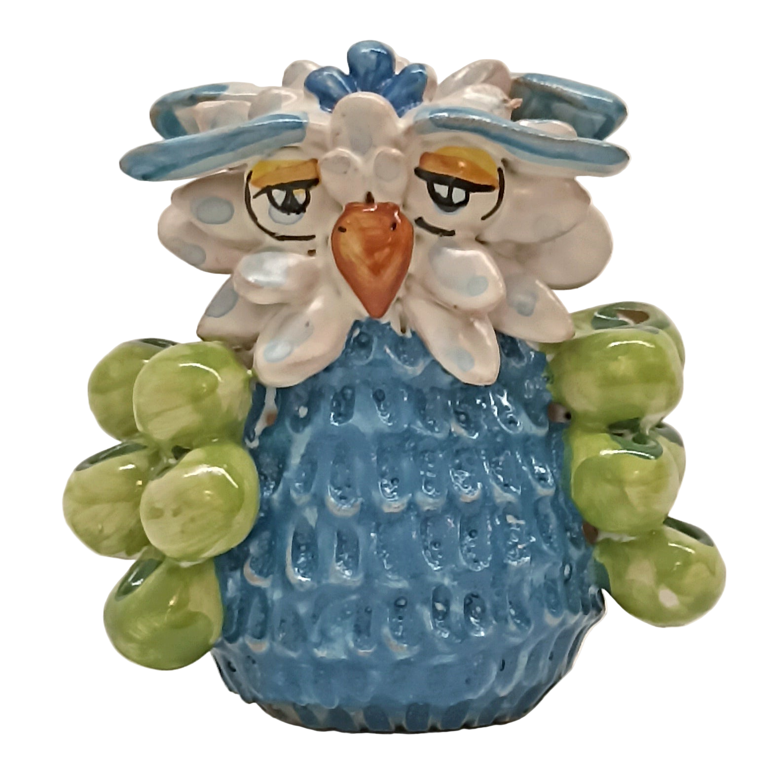 gufo porta fortuna maiolica