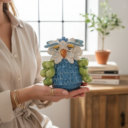 Sicilian Ceramic Owl from Caltagirone - Various Decorations