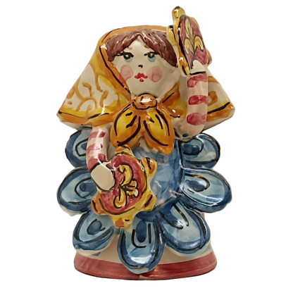 bambolina maiolica per bomboniera nascita