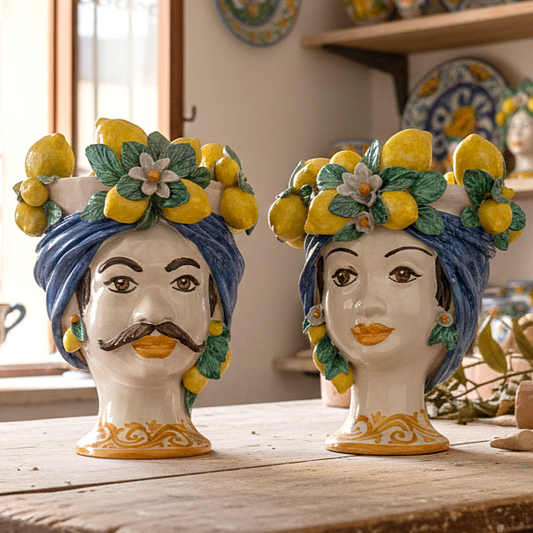 vasi teste di moro in maiolica