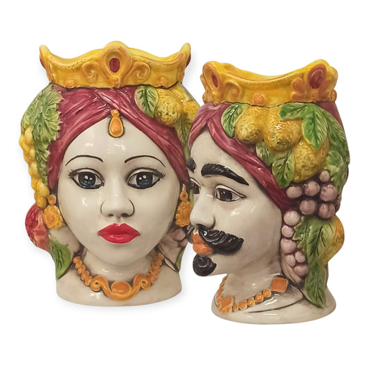 coppia di vasi teste di moro ceramica caltagirone