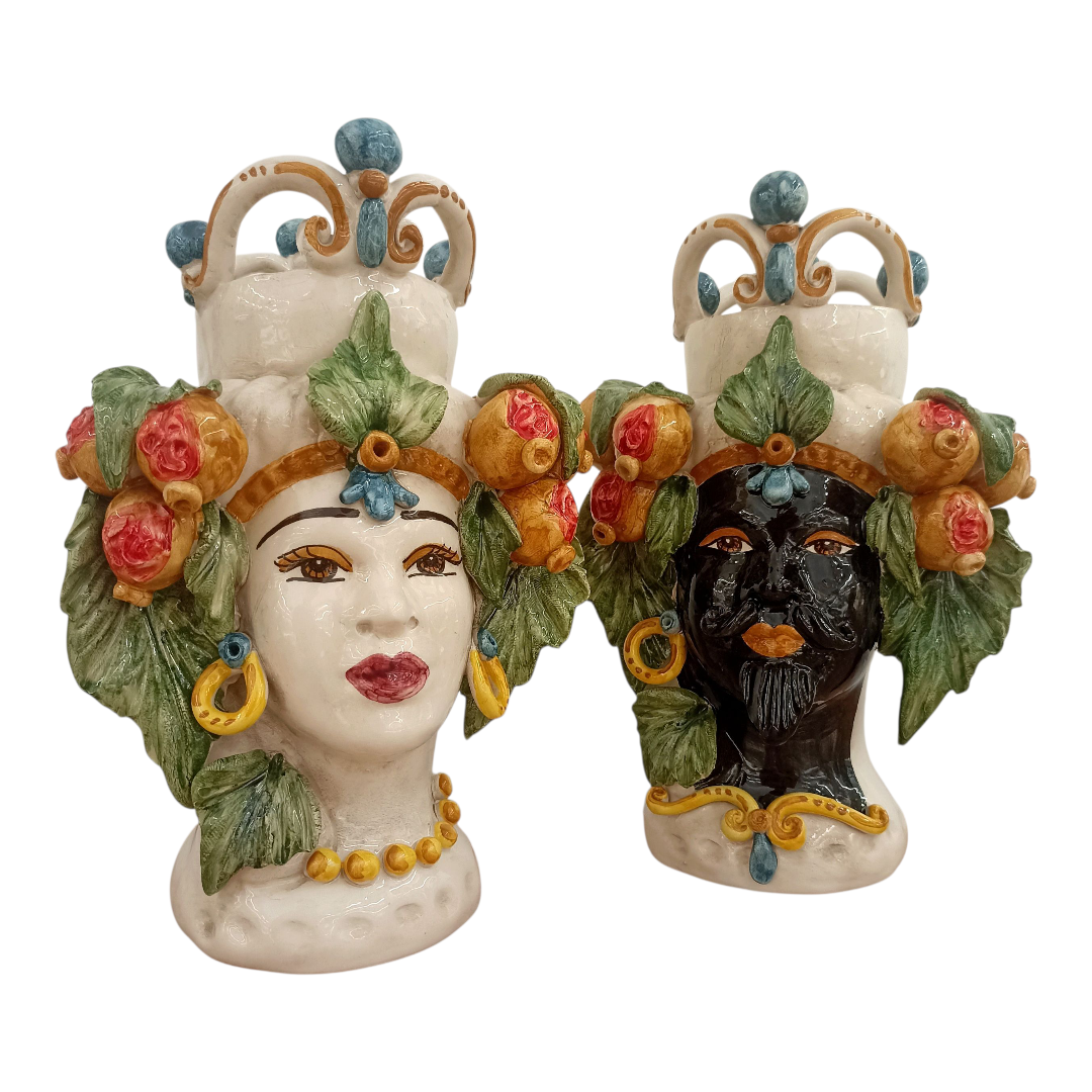 teste di moro con frutti in maiolica
