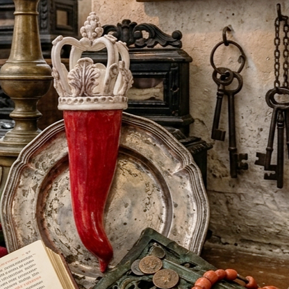 corno porta fortuna in maiolica