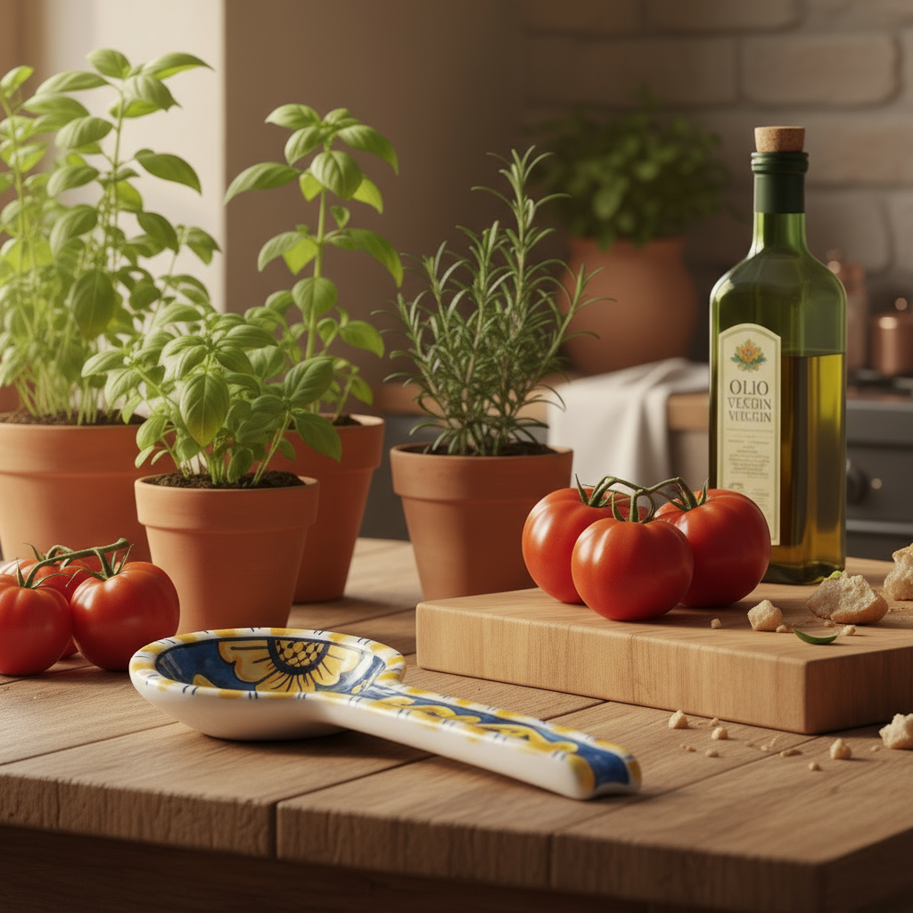 Poggia mestolo in maiolica di Caltagirone 