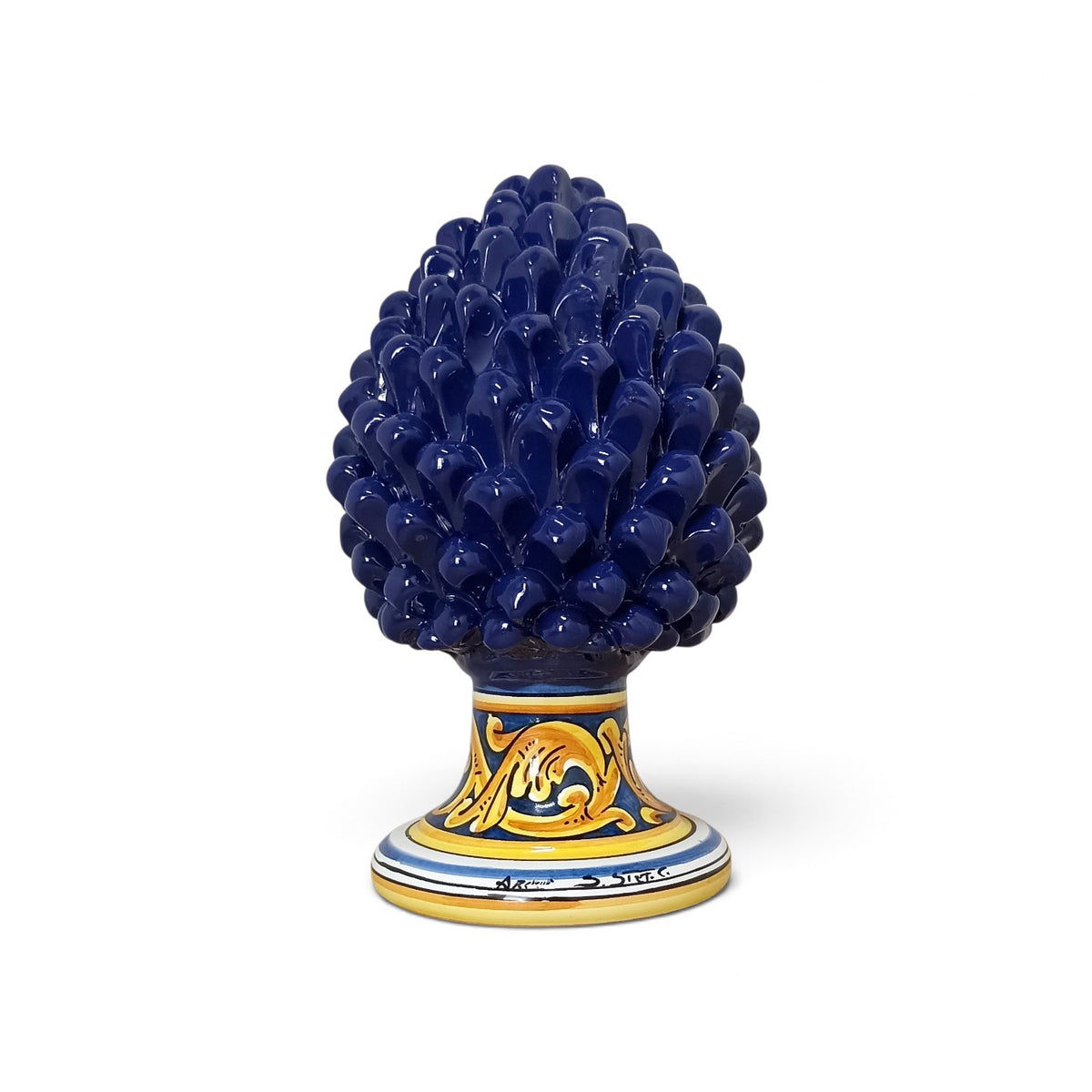 decorated pine cone in sicilian ceramic