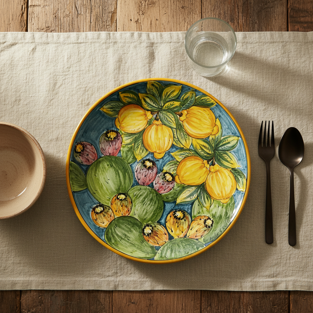 plate made in sicily in ceramic from caltagirone