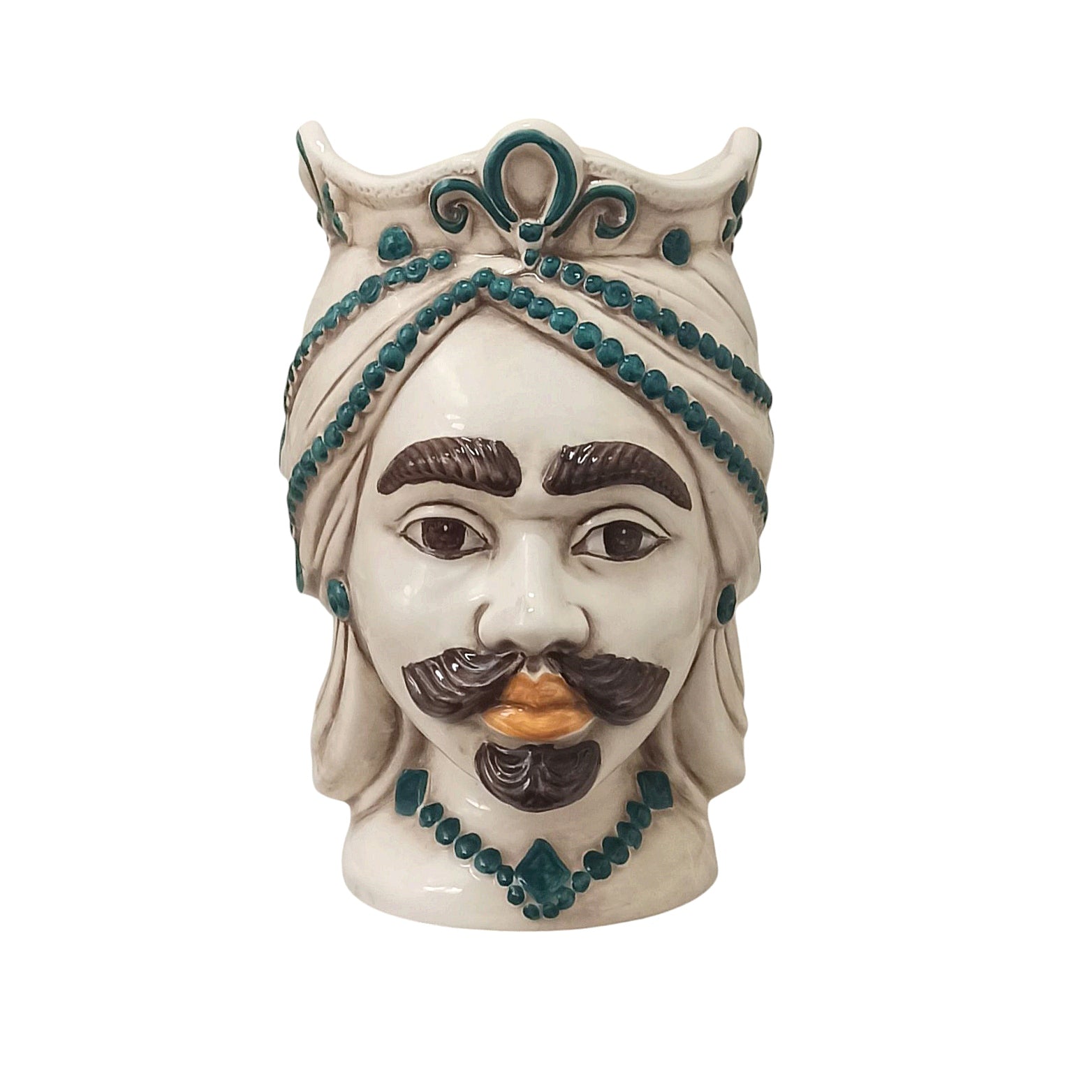 vaso a forma di testa in ceramica siciliana