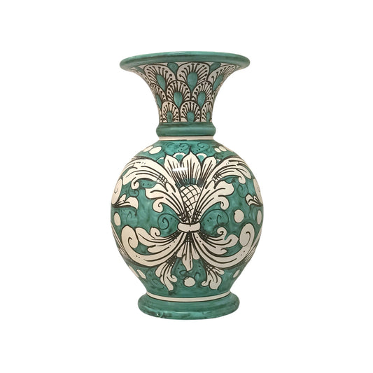 Porta fiori ceramica caltagirone verde, fatto a mano