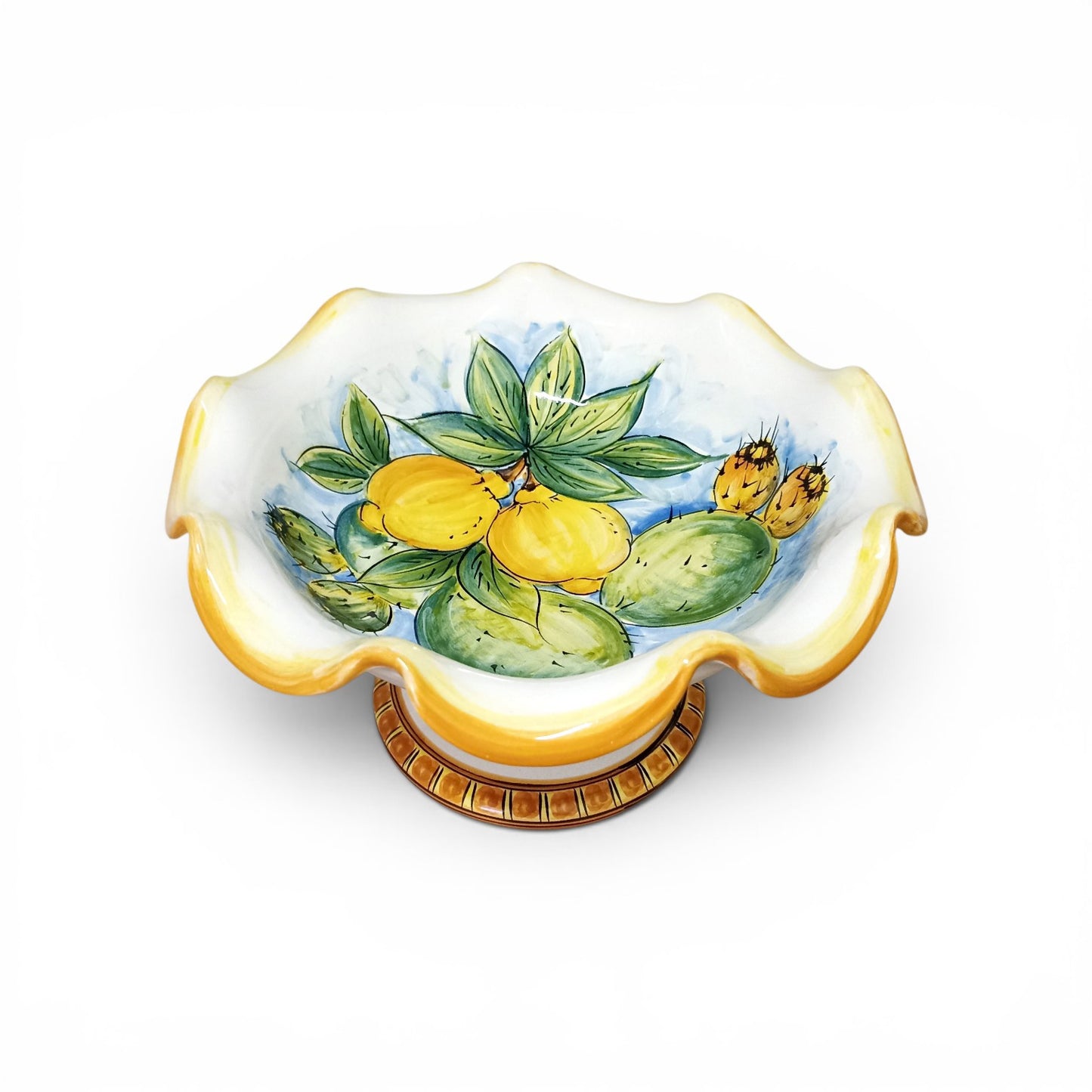 alzata con piede decorato in ceramica