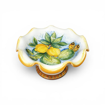 alzata con piede decorato in ceramica