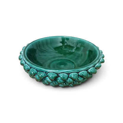 green pine cone in sicilian majolica