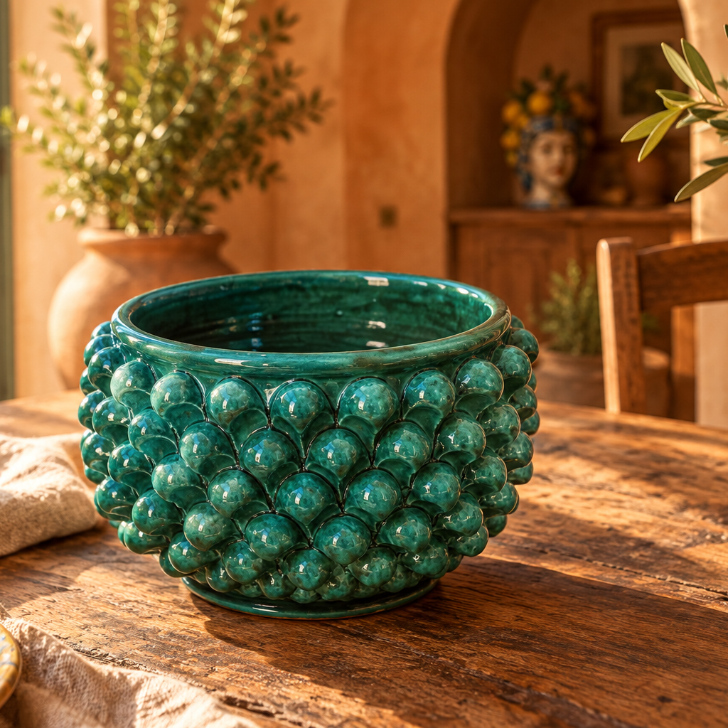pine cone planter made in sicily