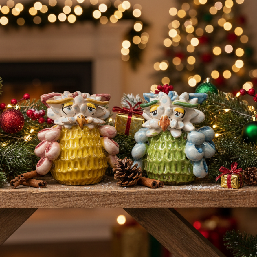 Sicilian Ceramic Owl from Caltagirone - Various Decorations