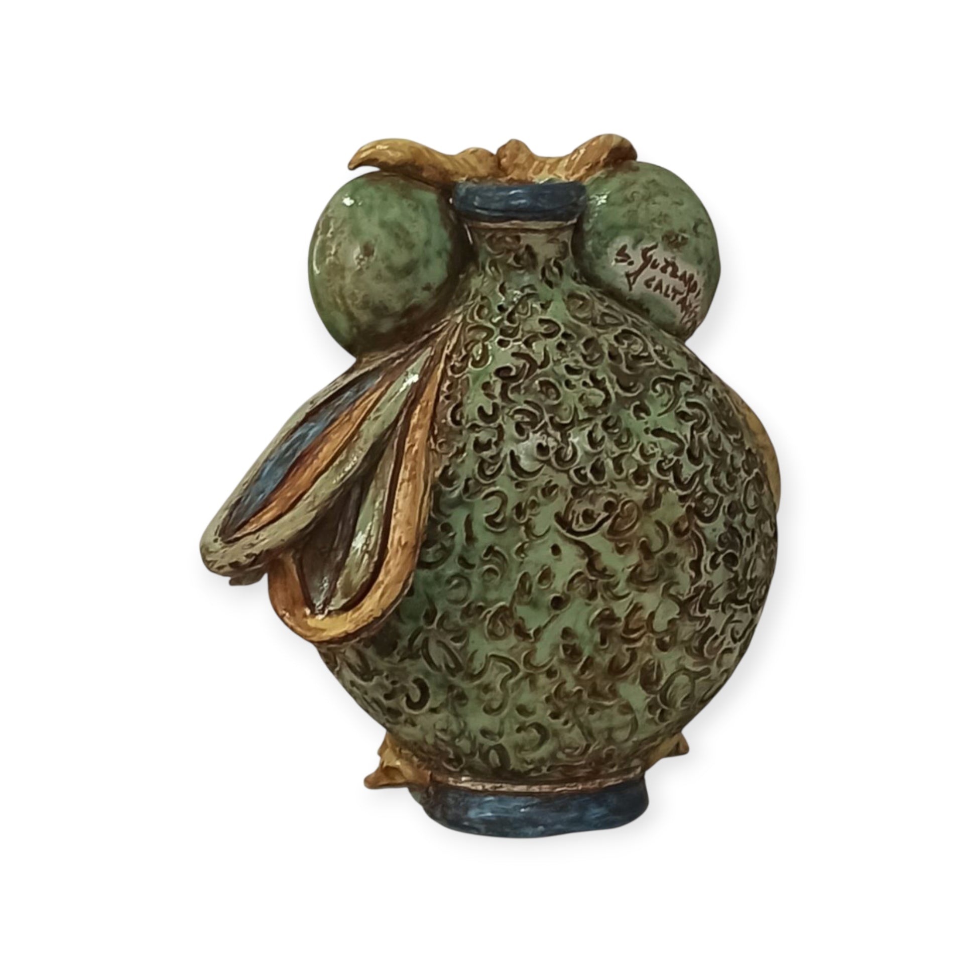 gufo in maiolica siciliana di caltagirone