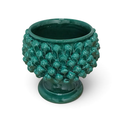 green pine cone in sicilian majolica