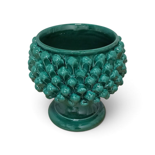 green pine cone in sicilian majolica
