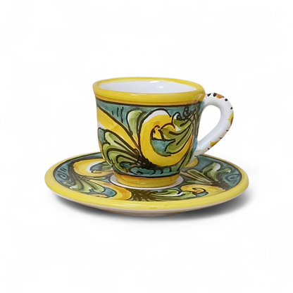 hand-decorated ceramic coffee cup