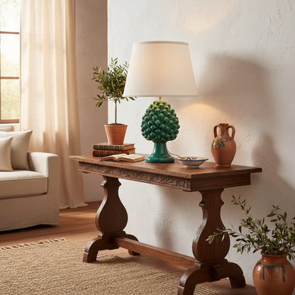 Lume Pigna Verde 55cm in Ceramica Siciliana di Caltagirone