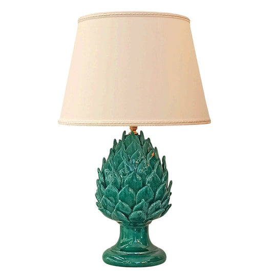 lume moderno a forma di carciofo in ceramica siciliana di Caltagirone