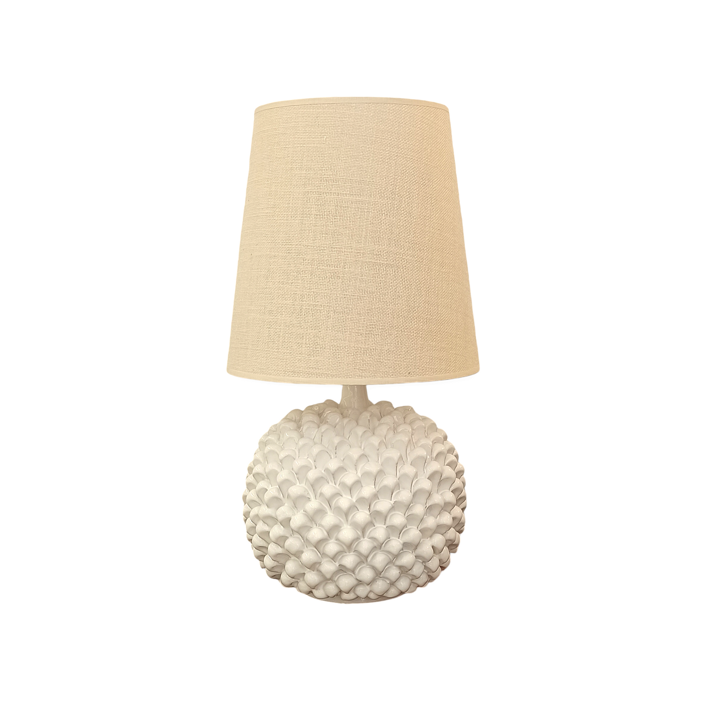 Lume in ceramica siciliana bianca  fatto a mano