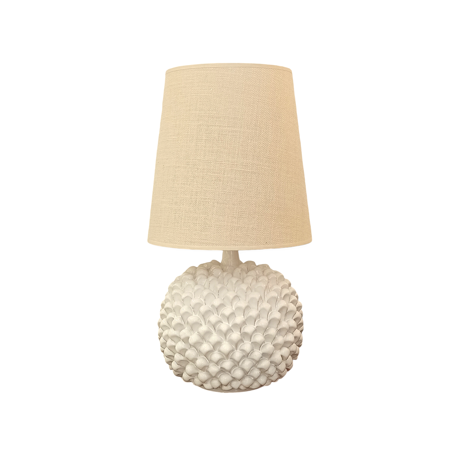 Lume in ceramica siciliana bianca  fatto a mano