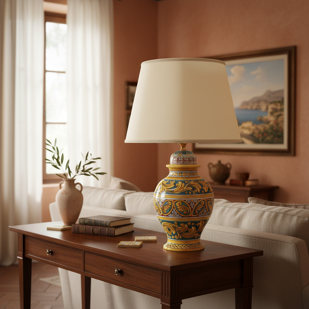 lume tavolo decorato maiolica siciliana 