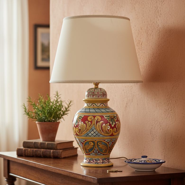 lume decorata in ceramica siciliana 