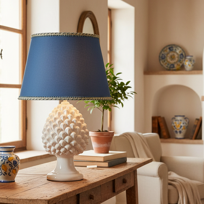 lampada con paralume ceramica caltagirone