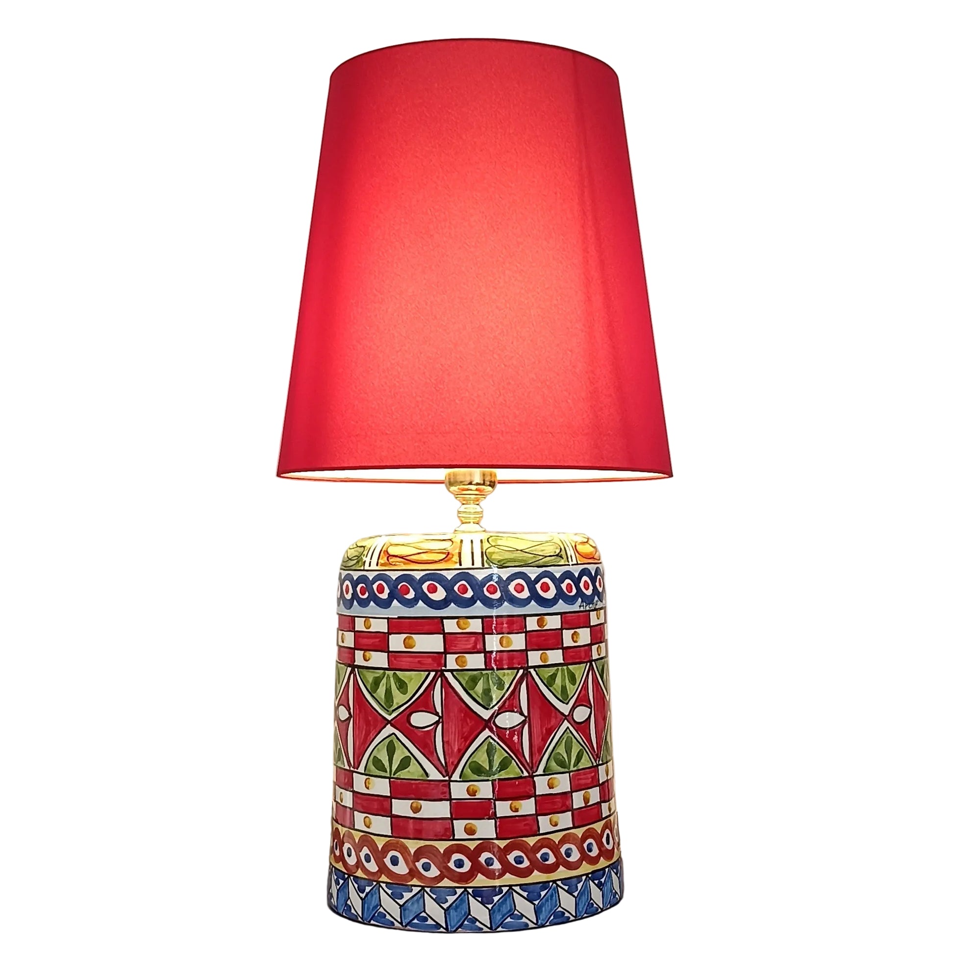 lampada da scrivania in maiolica di sicilia