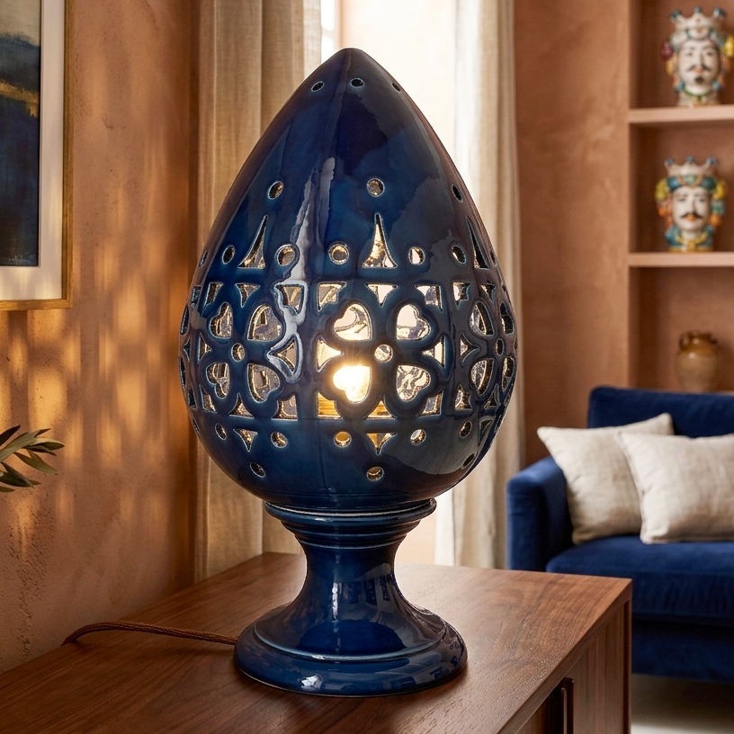 lampada in maiolica siciliana 