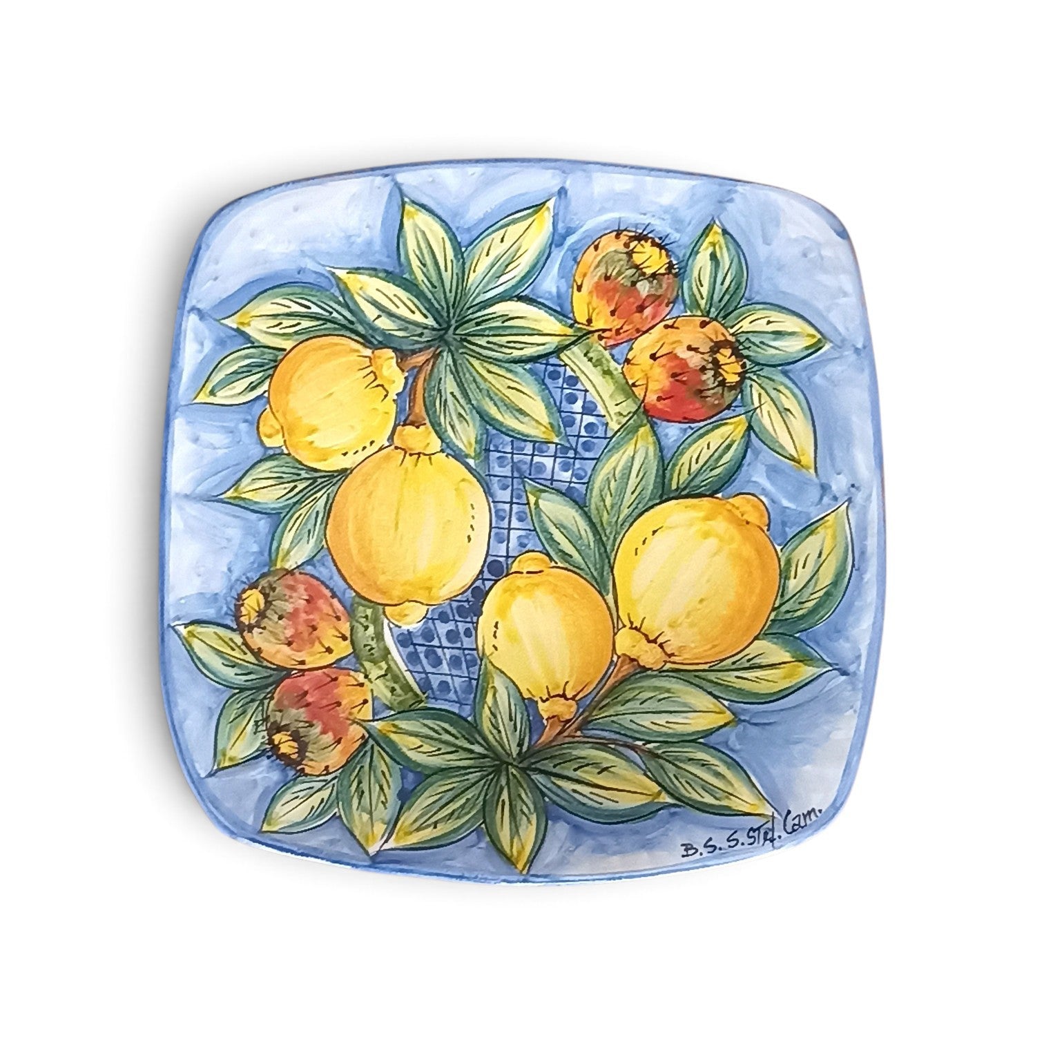 sicilian plate llemon decoration from caltagirone