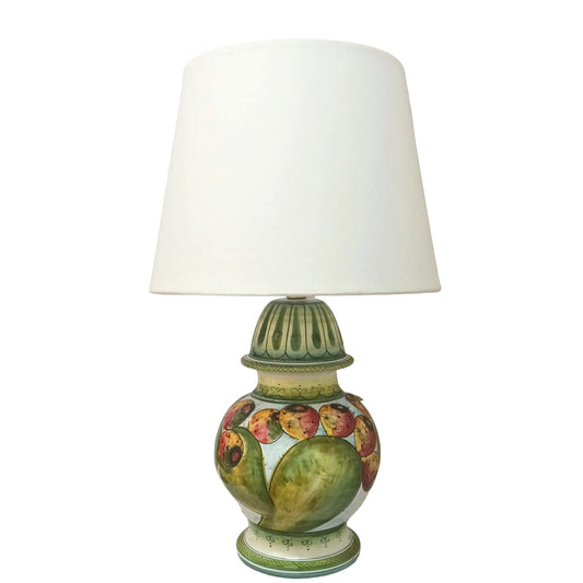 lampada in maiolica siciliana realizzato a mano con decoro cactus