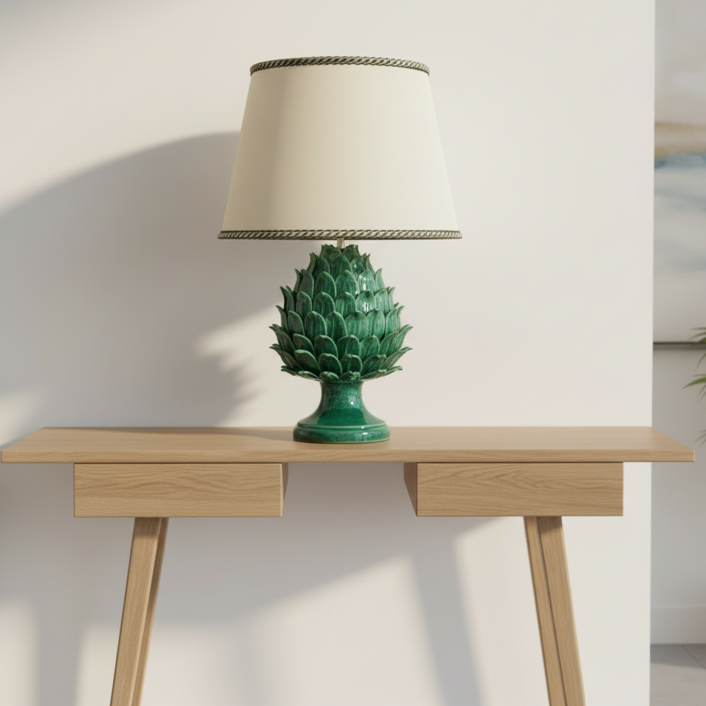 lume foglia di acanto in maiolica di caltagirone