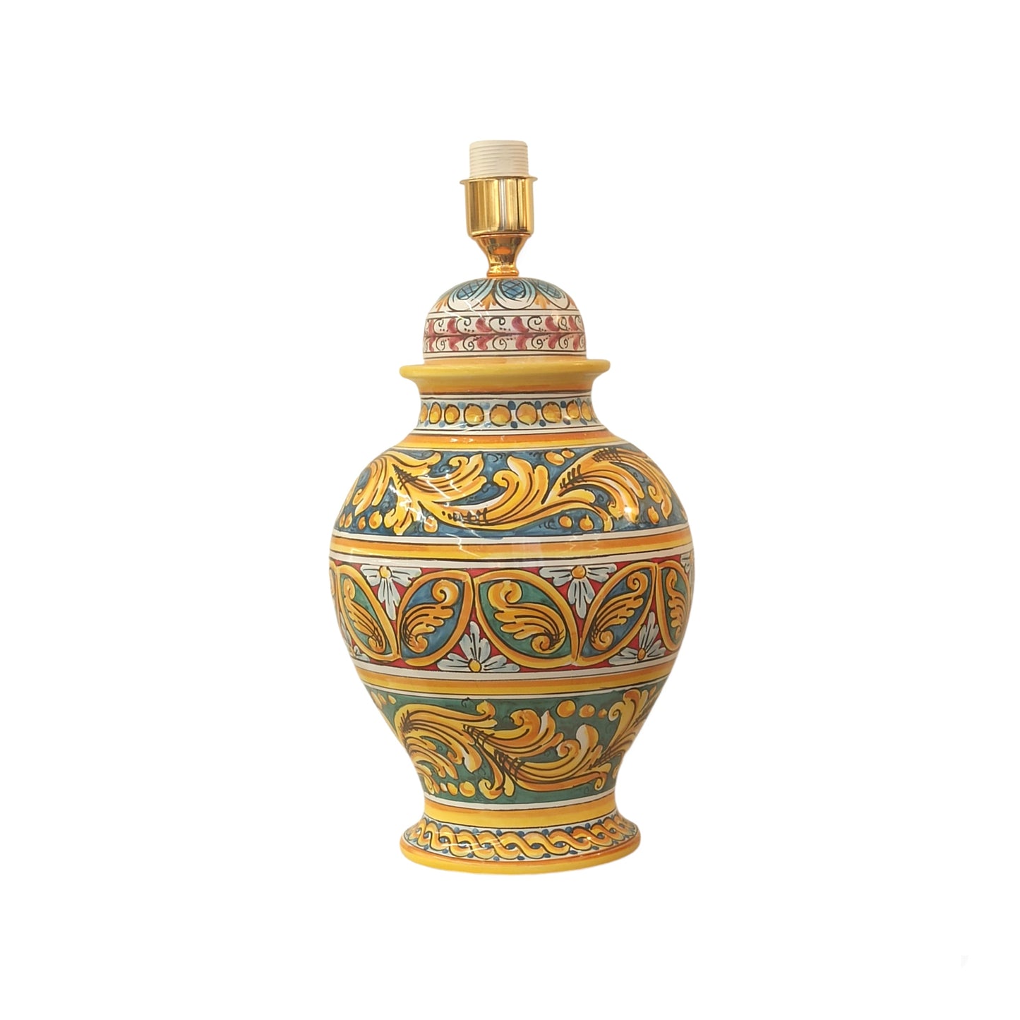 Base Lampada decorata a mano in ceramica di Caltagirone