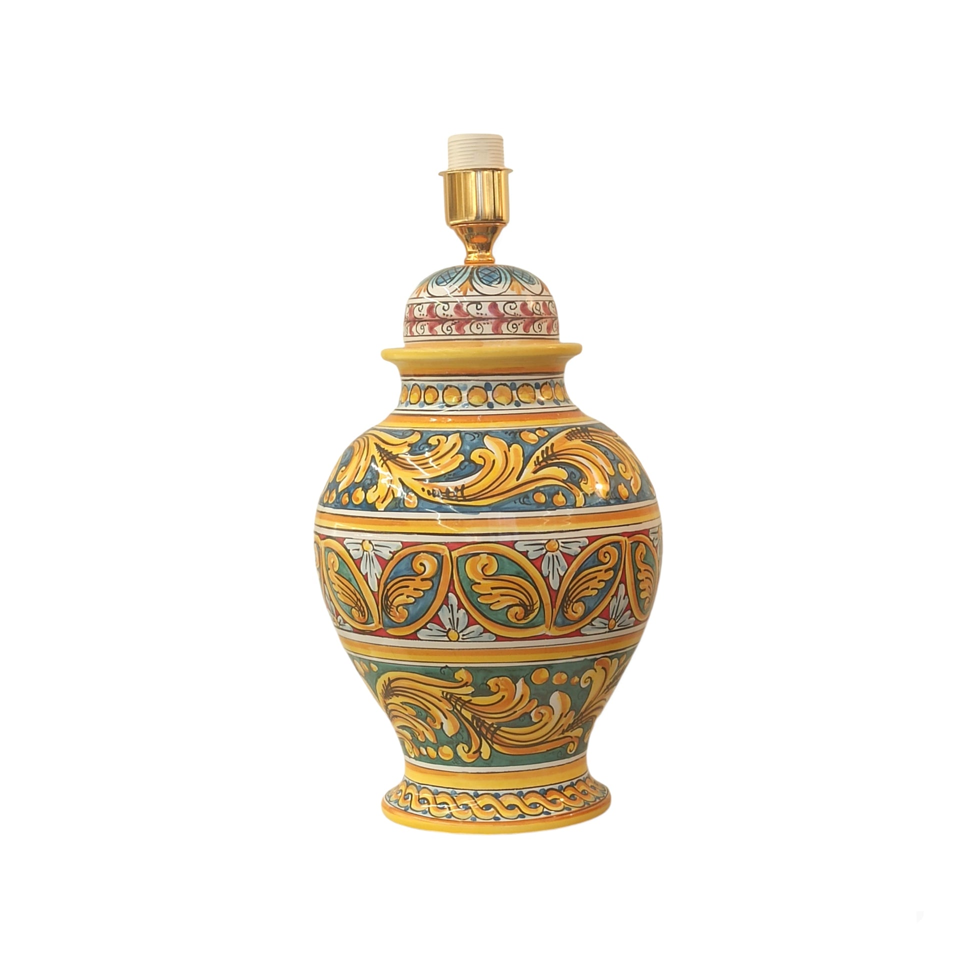 Base Lampada decorata a mano in ceramica di Caltagirone