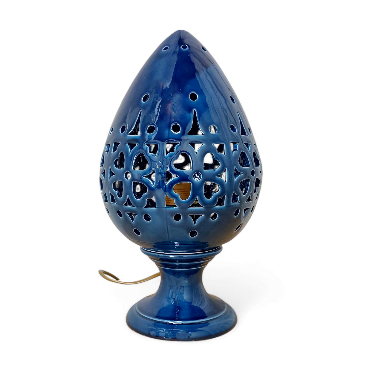 lume traforato in maiolica di caltagirone
