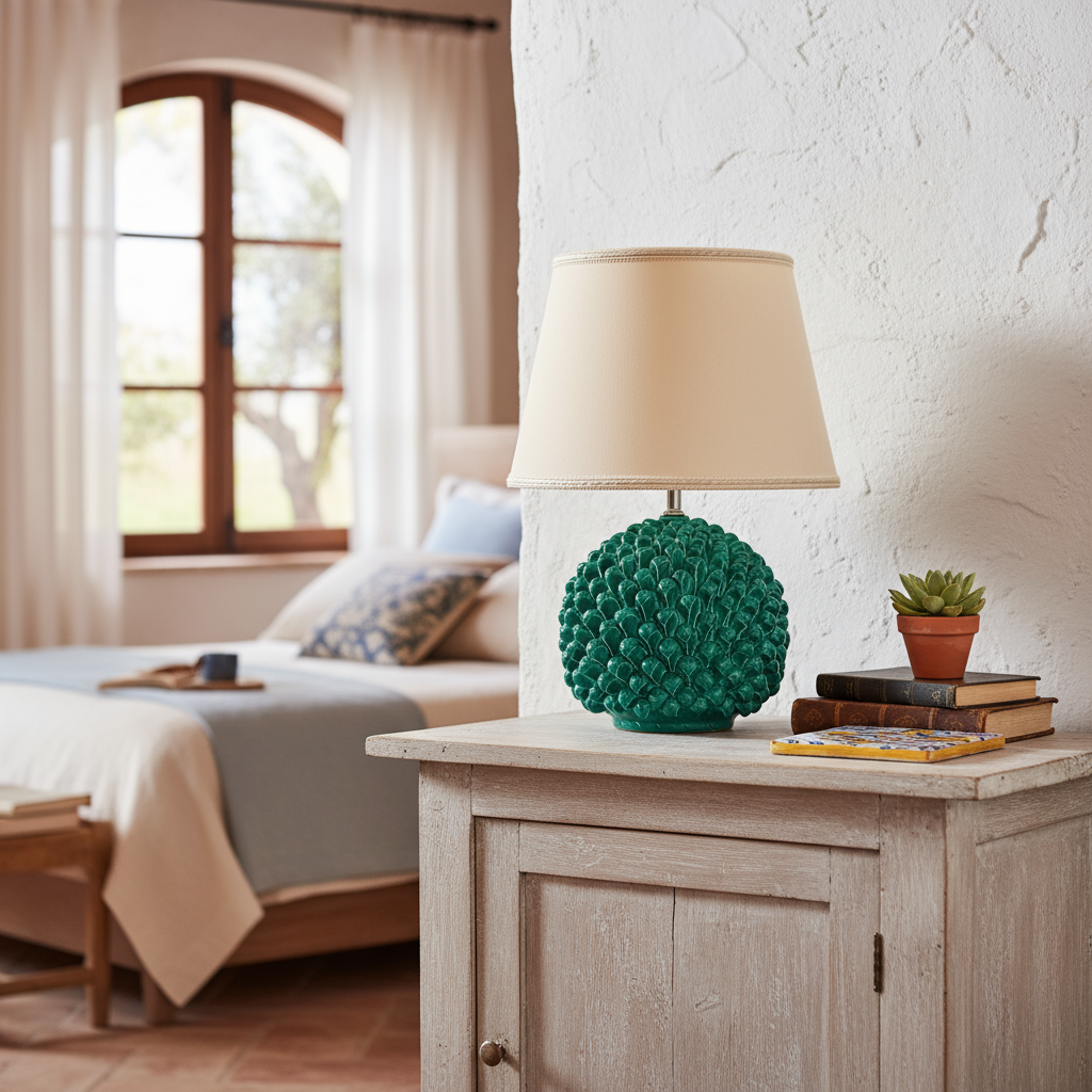 lume da scrivania in maiolica atigianale