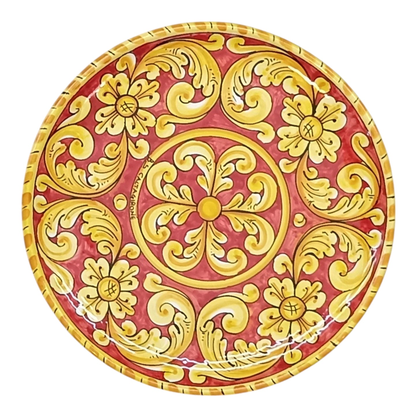 vassoio in maiolica siciliana dipinto a mano a Caltagirone